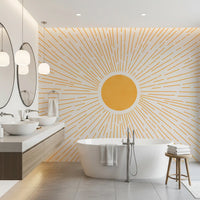 Golden Sunburst Minimalist Rays Wall Mural
