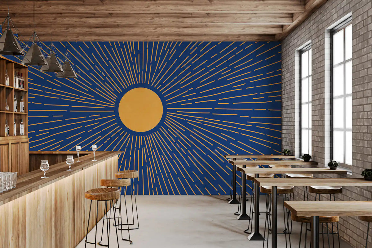 Radiant Solar Burst Abstract Wall Mural