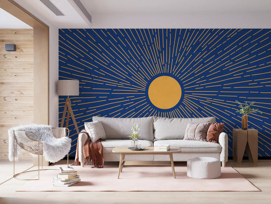 Radiant Solar Burst Abstract Wall Mural