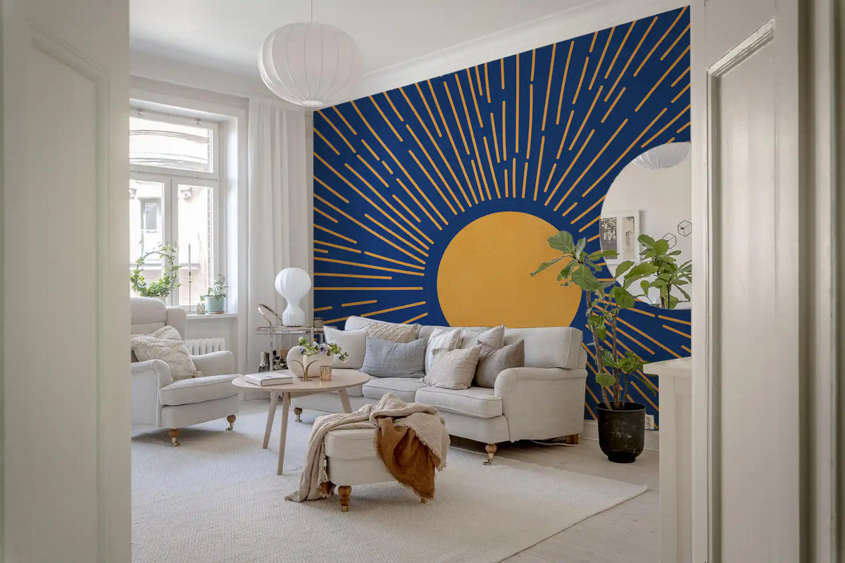 Radiant Solar Burst Abstract Wall Mural