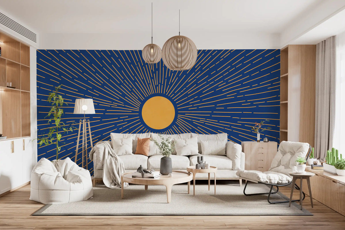 Radiant Solar Burst Abstract Wall Mural