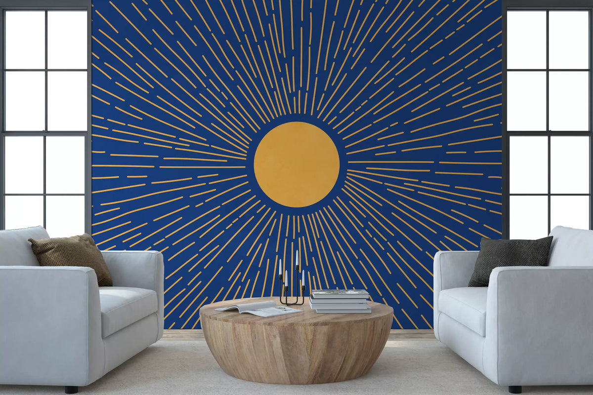 Radiant Solar Burst Abstract Wall Mural