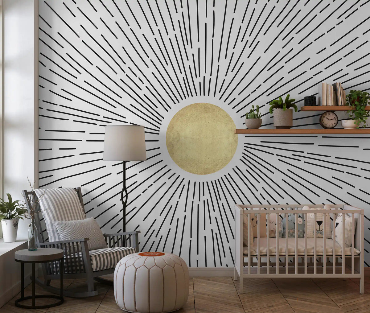 Golden Sunburst Radiance Wall Mural