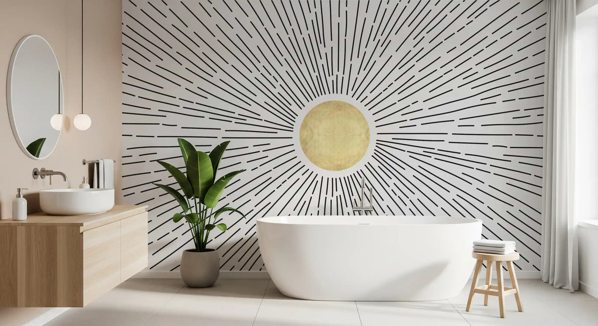 Golden Sunburst Radiance Wall Mural