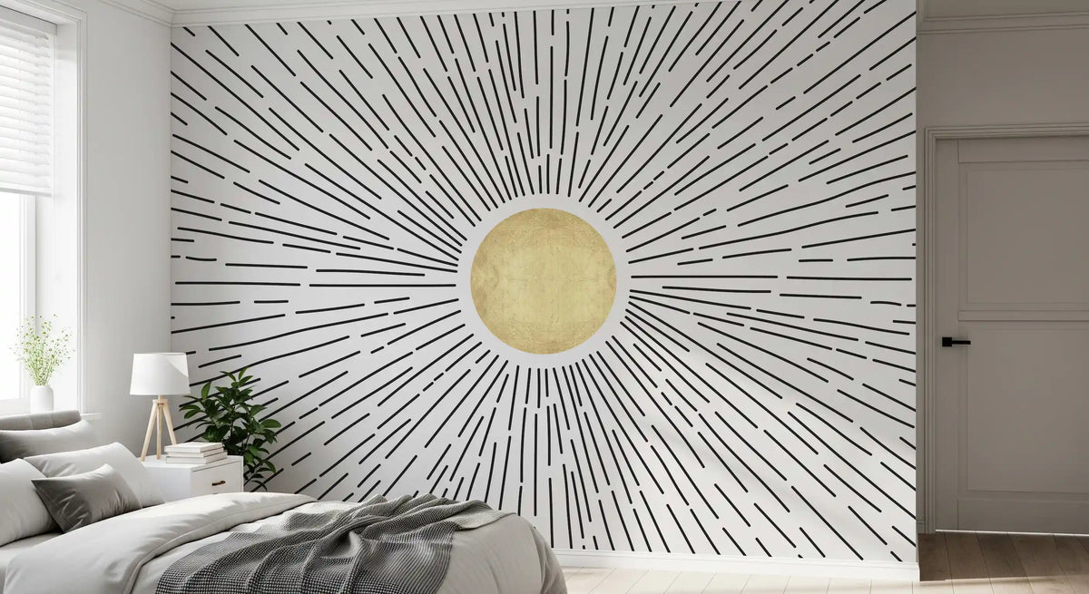 Golden Sunburst Radiance Wall Mural