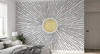 Golden Sunburst Radiance Wall Mural