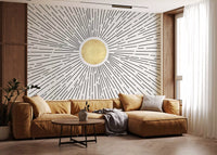 Golden Sunburst Radiance Wall Mural