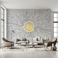Golden Sunburst Radiance Wall Mural