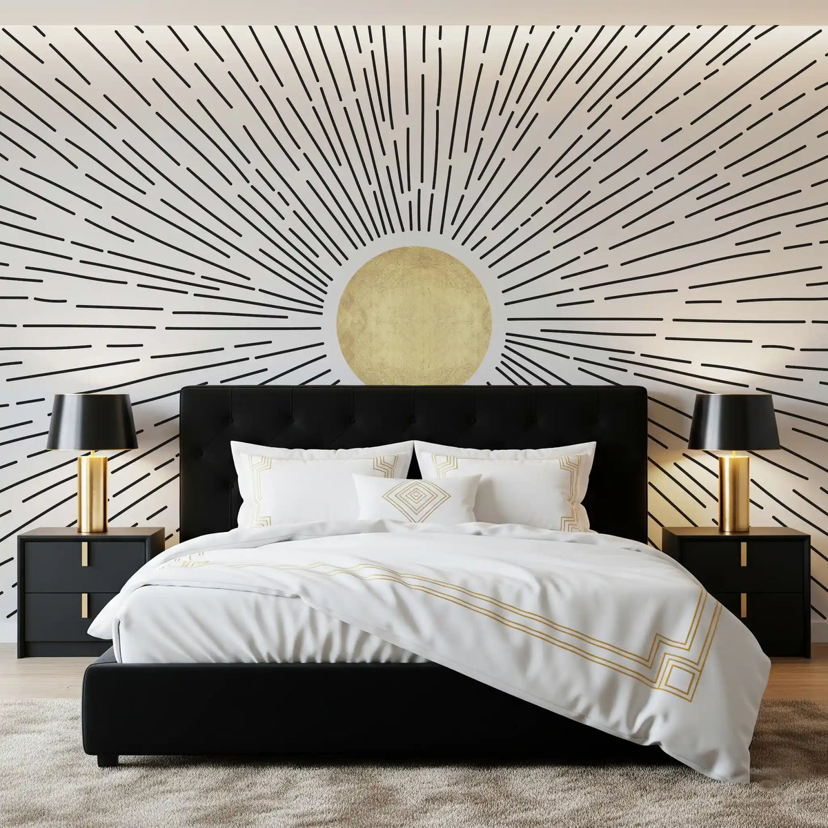 Golden Sunburst Radiance Wall Mural