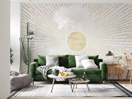 Radiant Golden Burst Wall Mural
