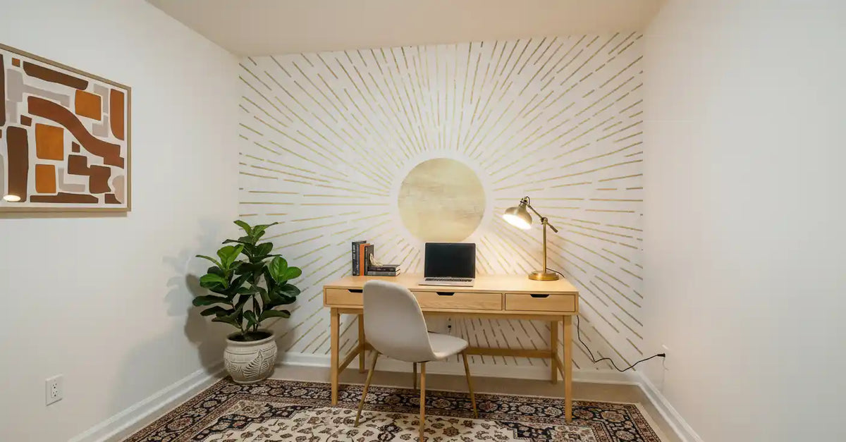 Radiant Golden Burst Wall Mural