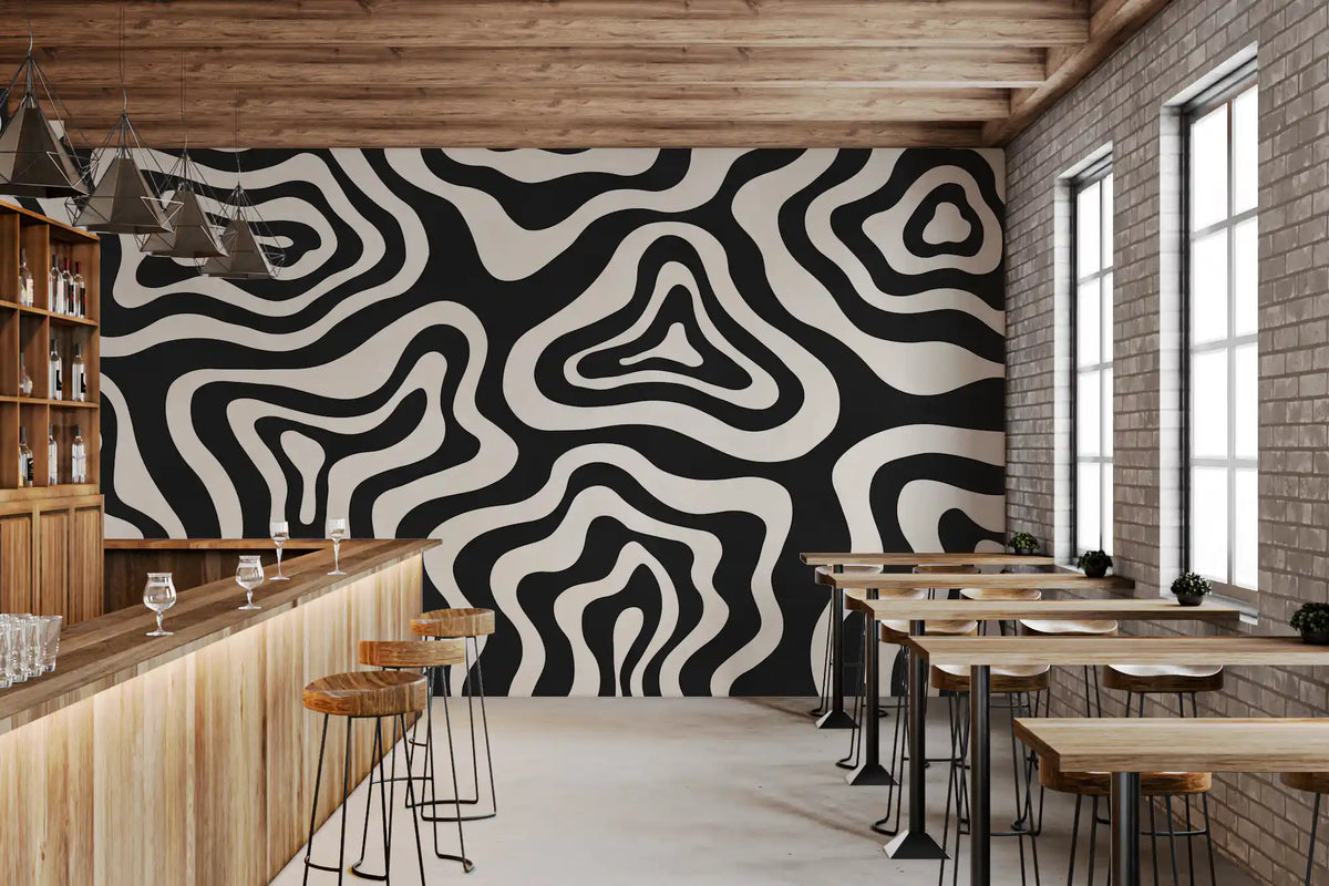 Organic Monochrome Swirls Wall Mural