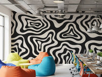 Organic Monochrome Swirls Wall Mural