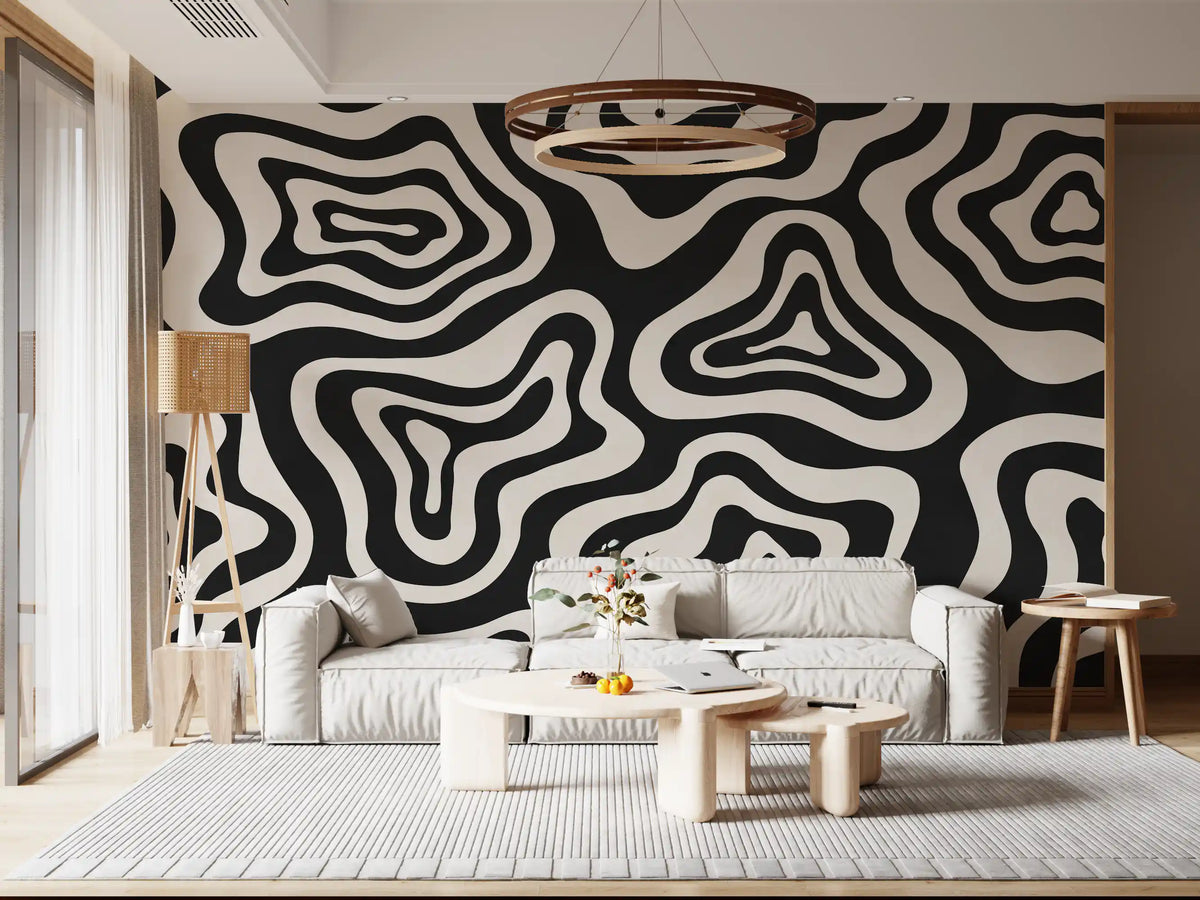Organic Monochrome Swirls Wall Mural