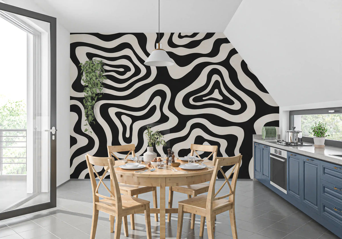 Organic Monochrome Swirls Wall Mural