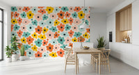 Retro Flower Power Pattern Wall Mural
