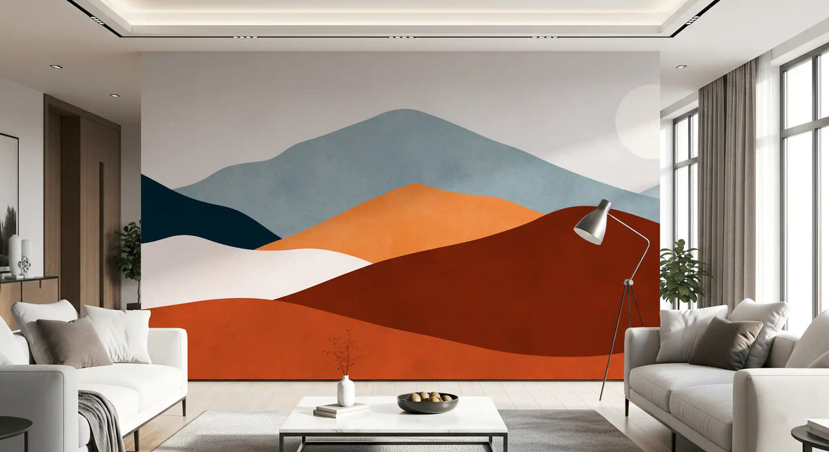 Minimalist Painted Mountain Horizon Wall Mural