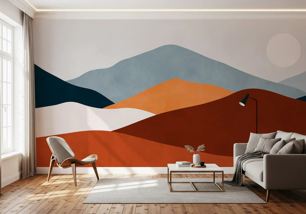 Minimalist Painted Mountain Horizon Wall Mural