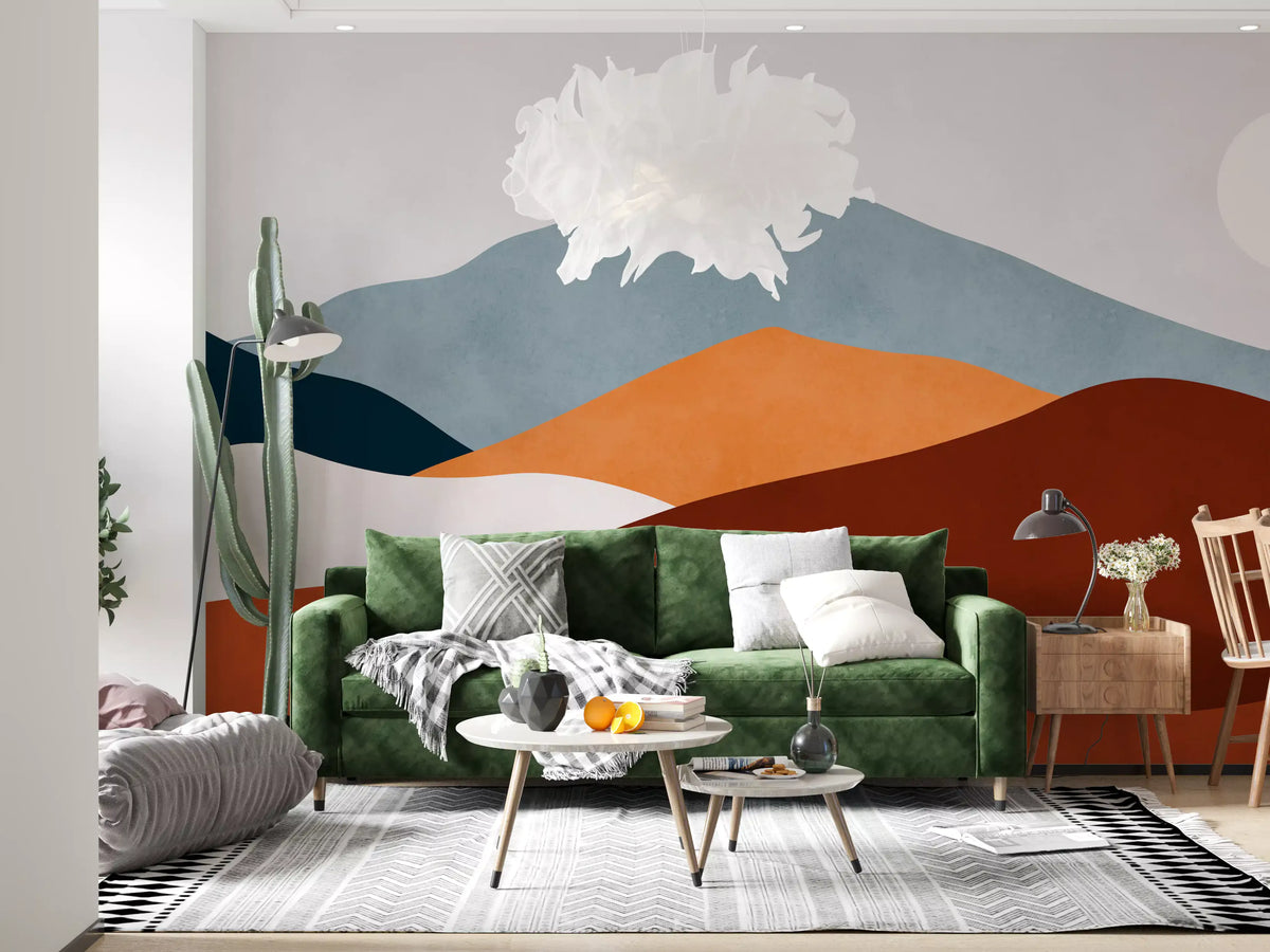 Minimalist Painted Mountain Horizon Wall Mural