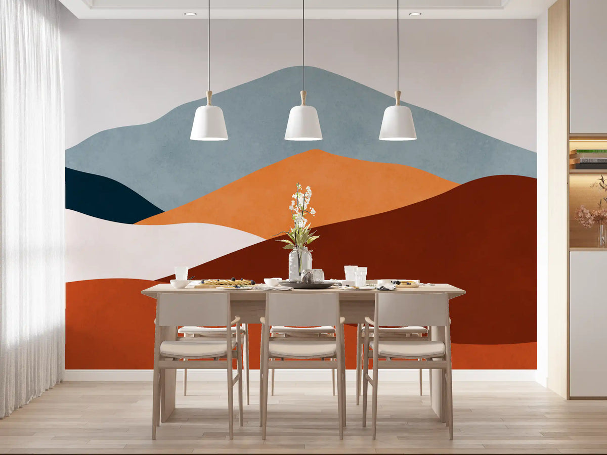 Minimalist Painted Mountain Horizon Wall Mural