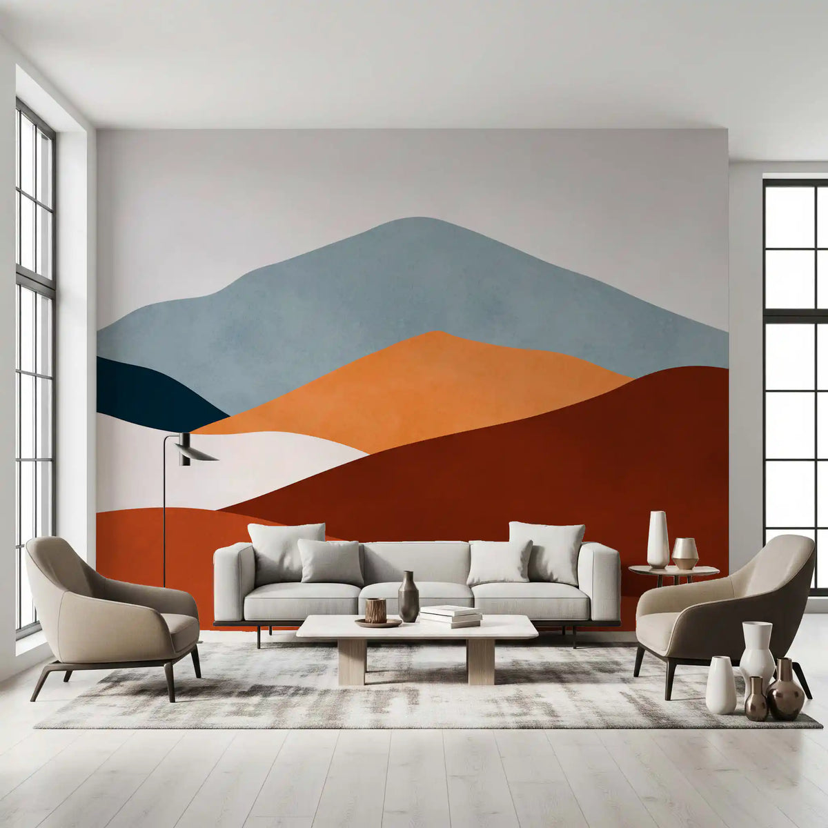 Minimalist Painted Mountain Horizon Wall Mural