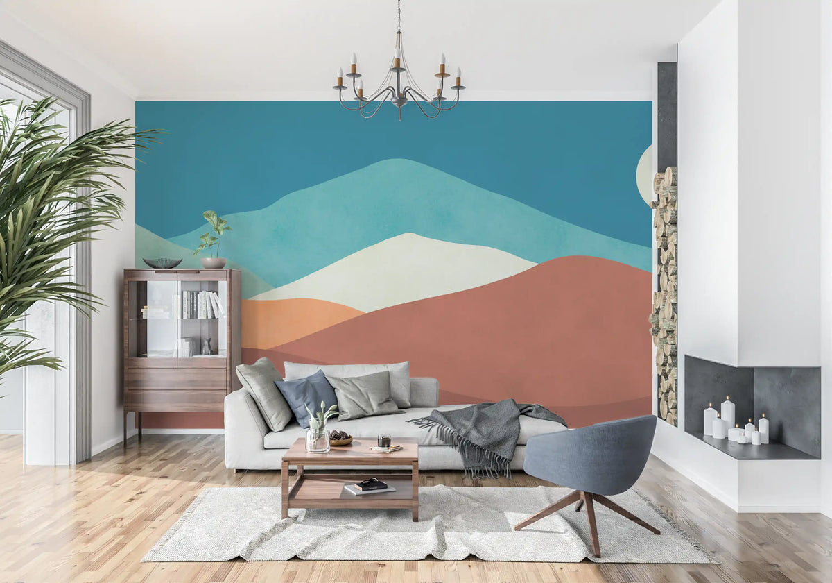 Minimalist Desert Dusk Landscape Wall Mural
