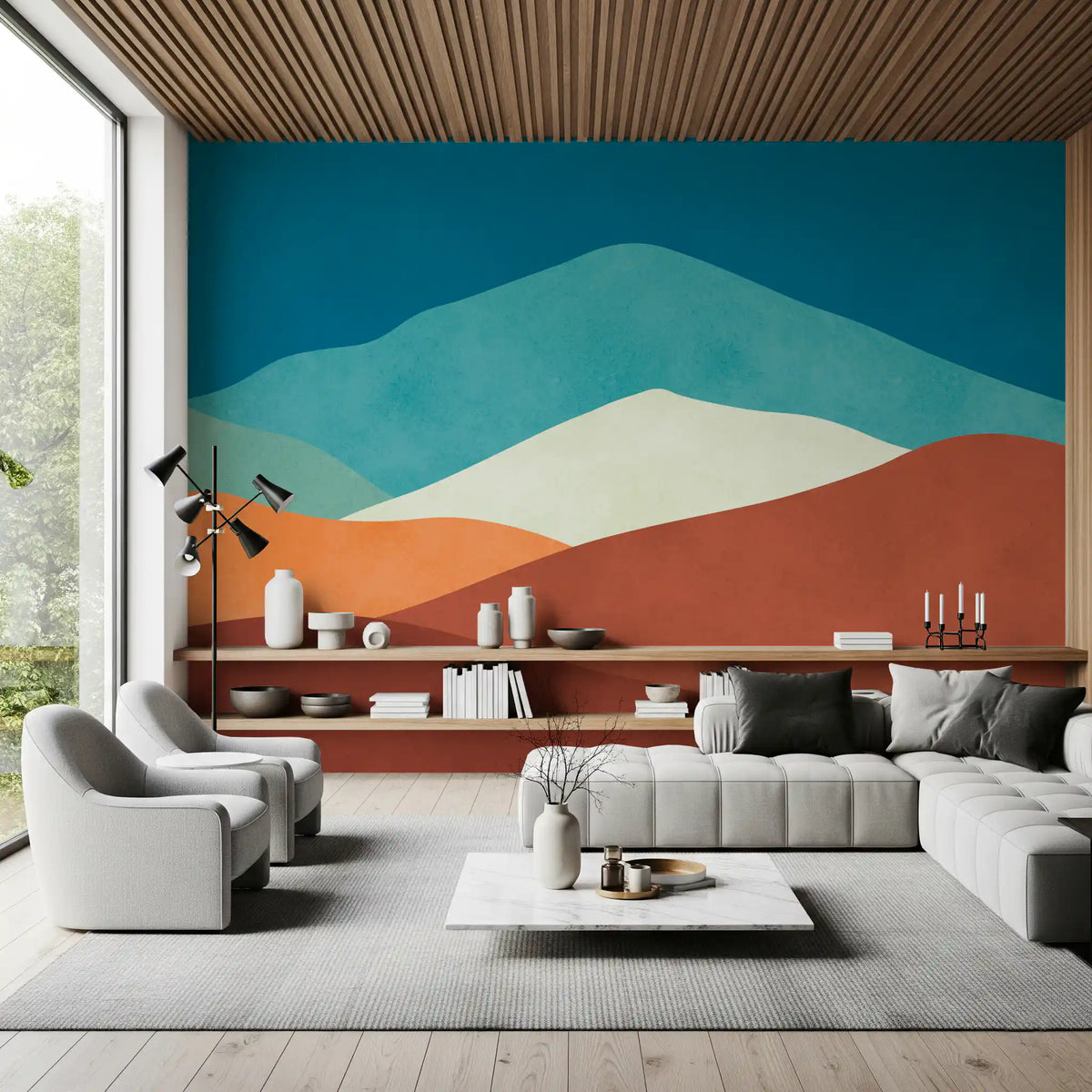 Minimalist Desert Dusk Landscape Wall Mural