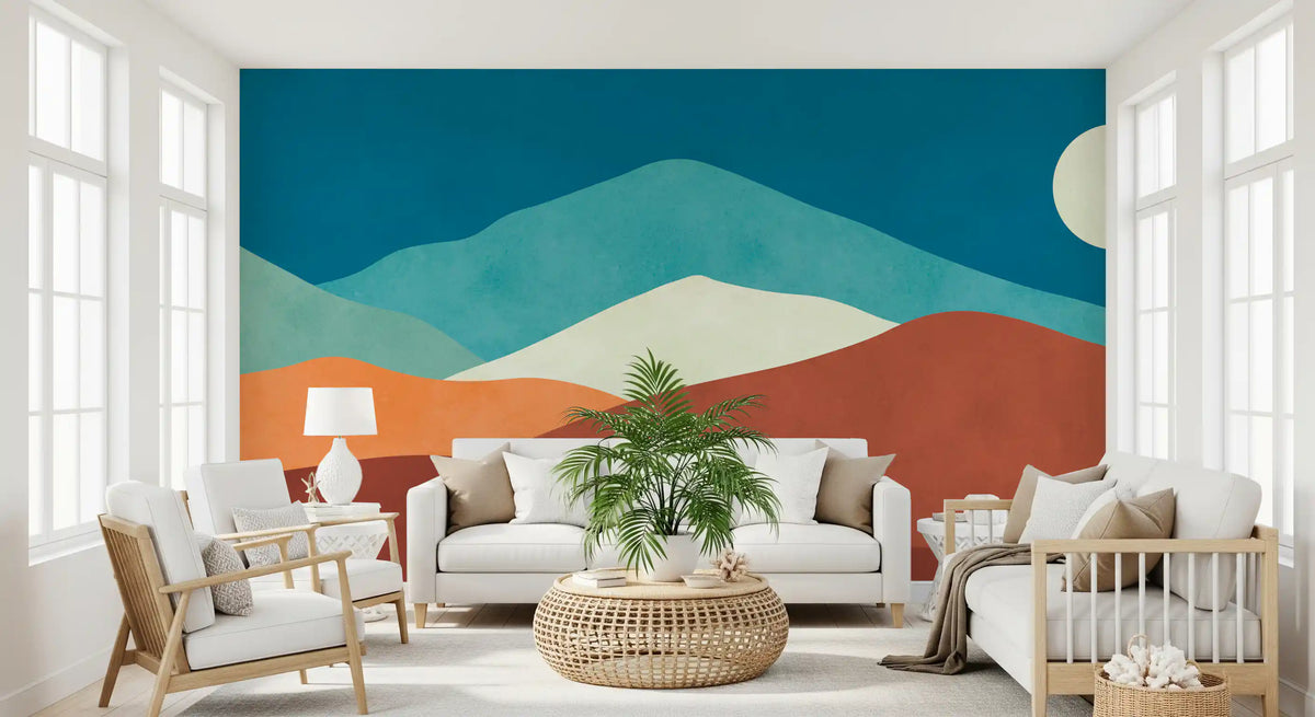 Minimalist Desert Dusk Landscape Wall Mural