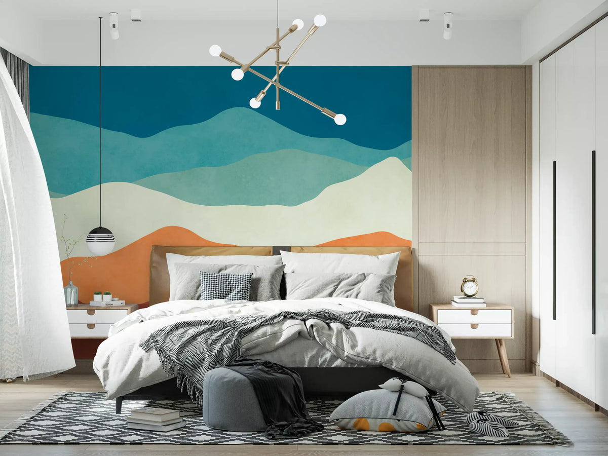 Serene Layered Mountain Horizon Wall Mural