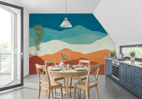 Serene Layered Mountain Horizon Wall Mural