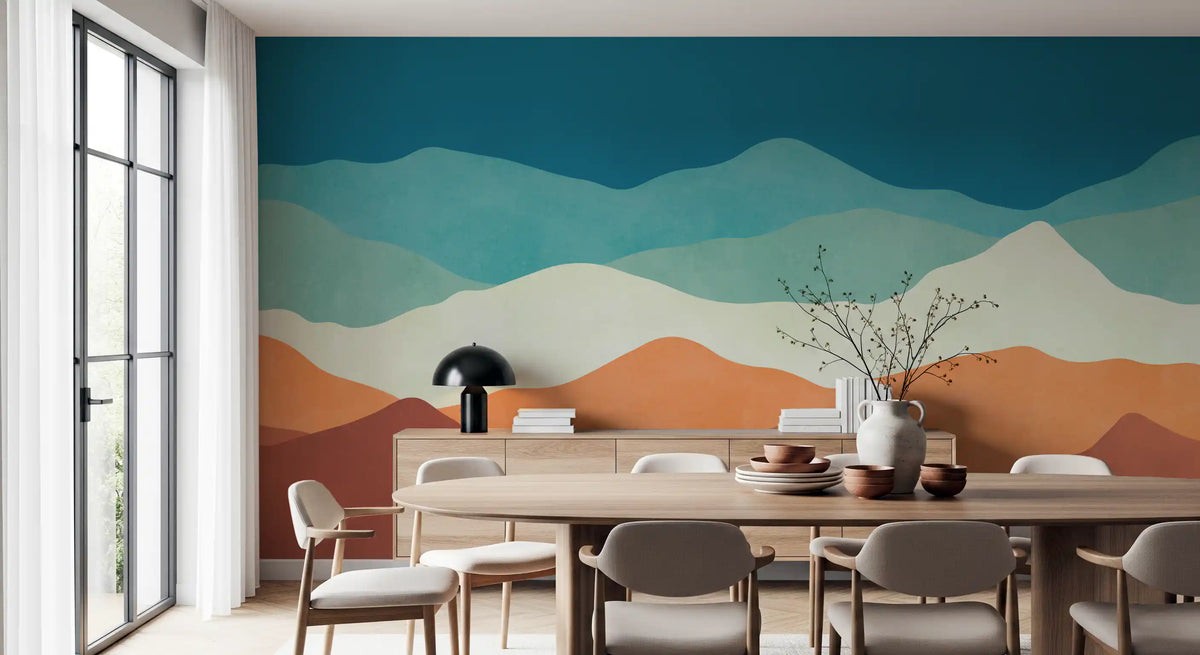 Serene Layered Mountain Horizon Wall Mural