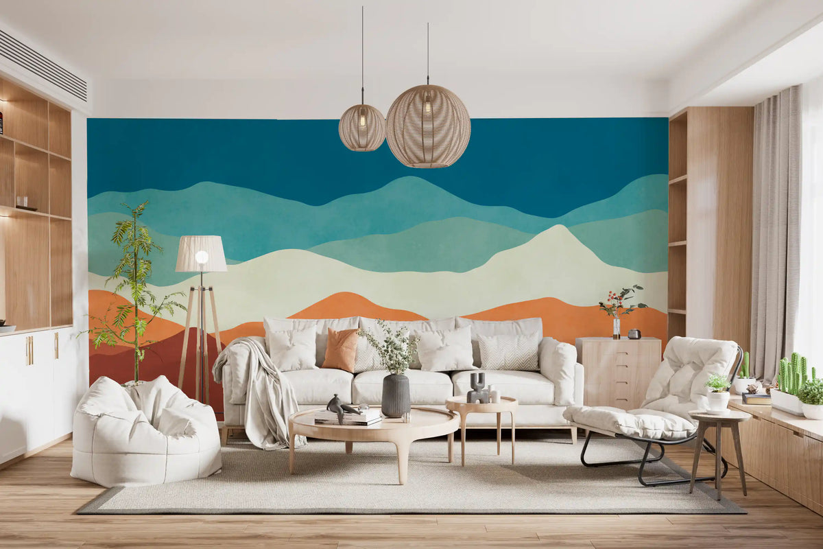 Serene Layered Mountain Horizon Wall Mural