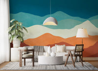 Serene Layered Mountain Horizon Wall Mural