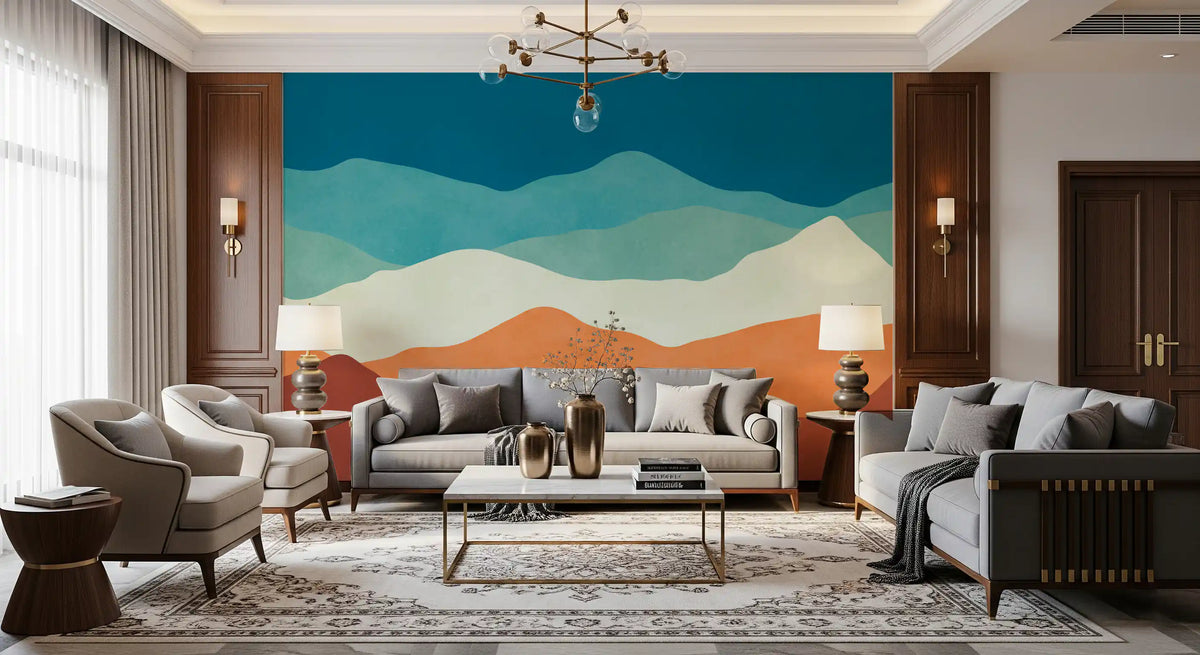 Serene Layered Mountain Horizon Wall Mural