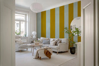 Ochre and Sage Vertical Stripe Wall Mural
