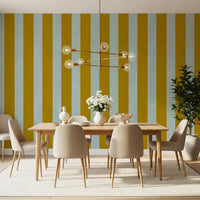 Ochre and Sage Vertical Stripe Wall Mural
