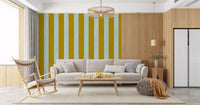 Ochre and Sage Vertical Stripe Wall Mural