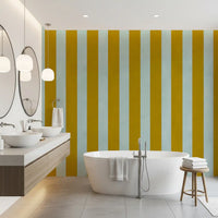 Ochre and Sage Vertical Stripe Wall Mural