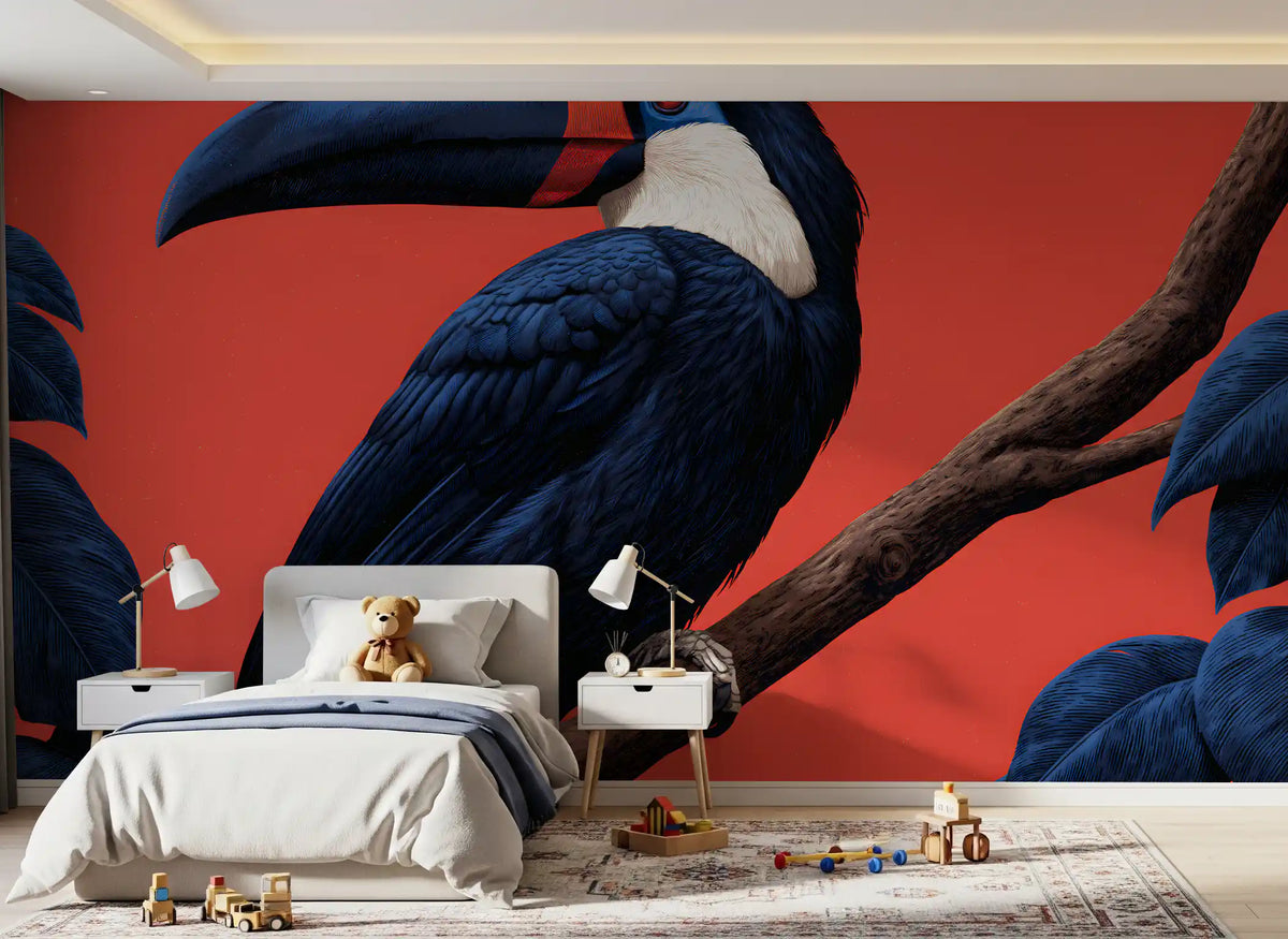 Exotic Jungle Bird Perch Wall Mural