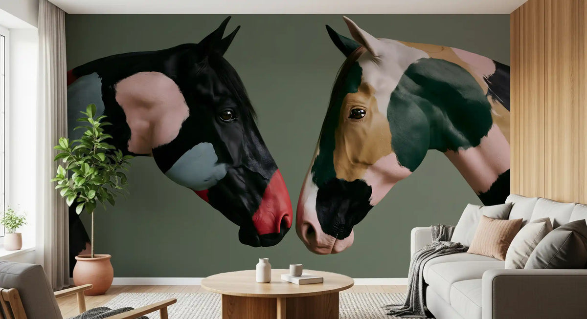 Painted Equine Duo Wall Mural