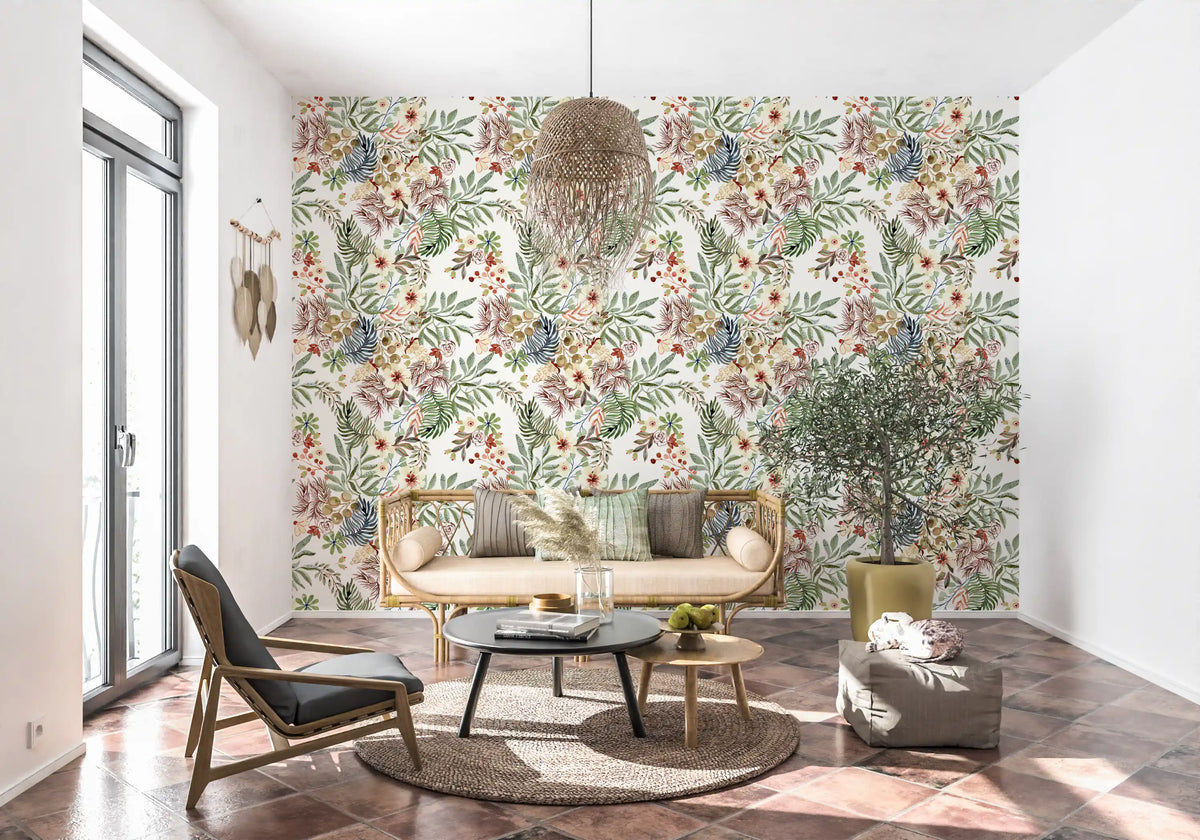 Rustic Meadow Wildflower Illustration Wallpaper⁠