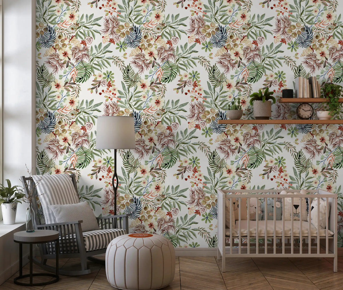 Rustic Meadow Wildflower Illustration Wallpaper⁠