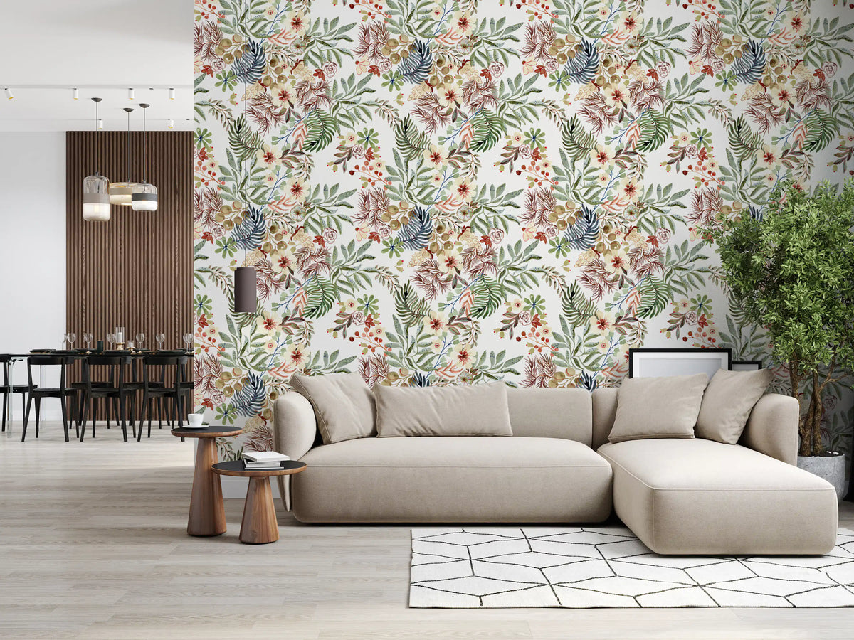 Rustic Meadow Wildflower Illustration Wallpaper⁠