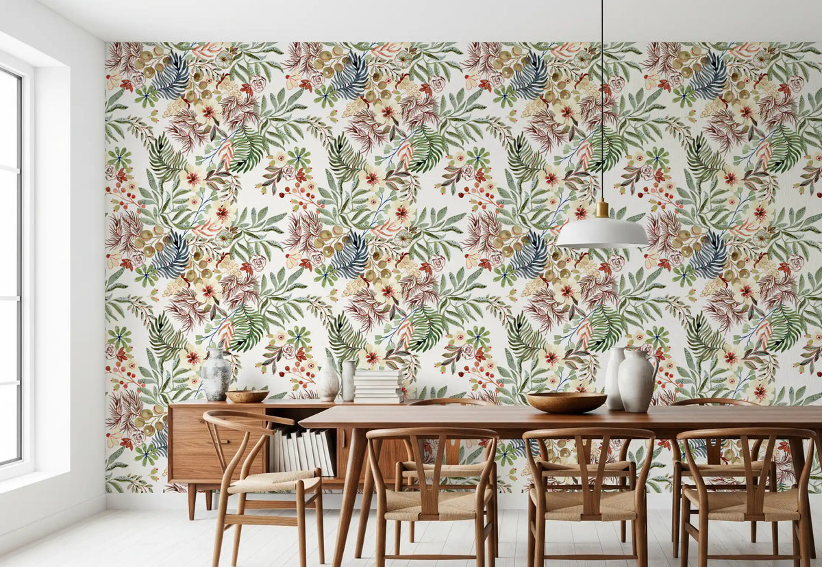 Rustic Meadow Wildflower Illustration Wallpaper⁠