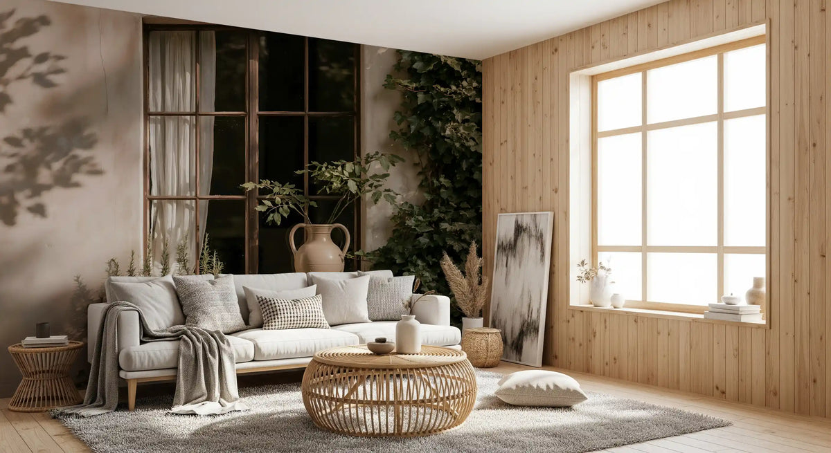 Rustic Ivy Framed Window Wall Mural
