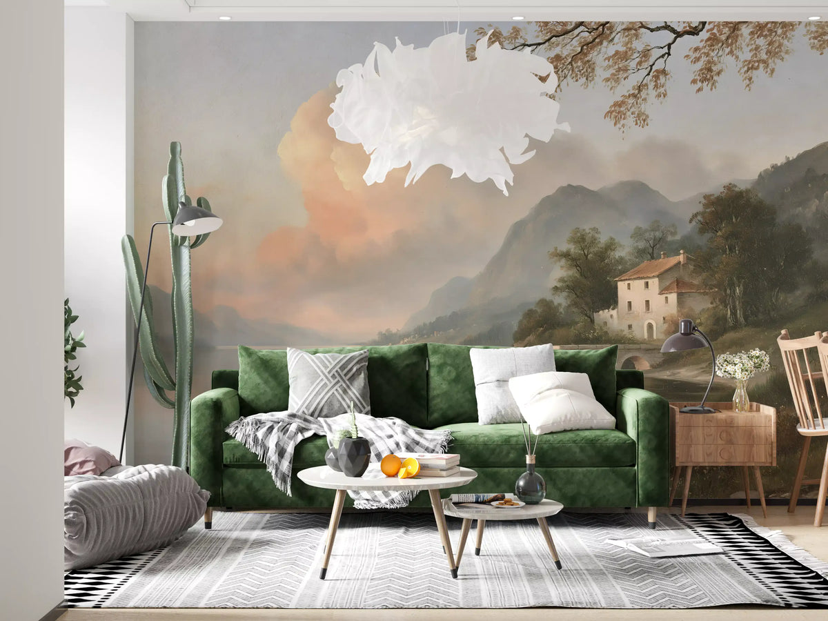 Italian Lake Villa Landscape Wall Mural