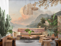 Italian Lake Villa Landscape Wall Mural