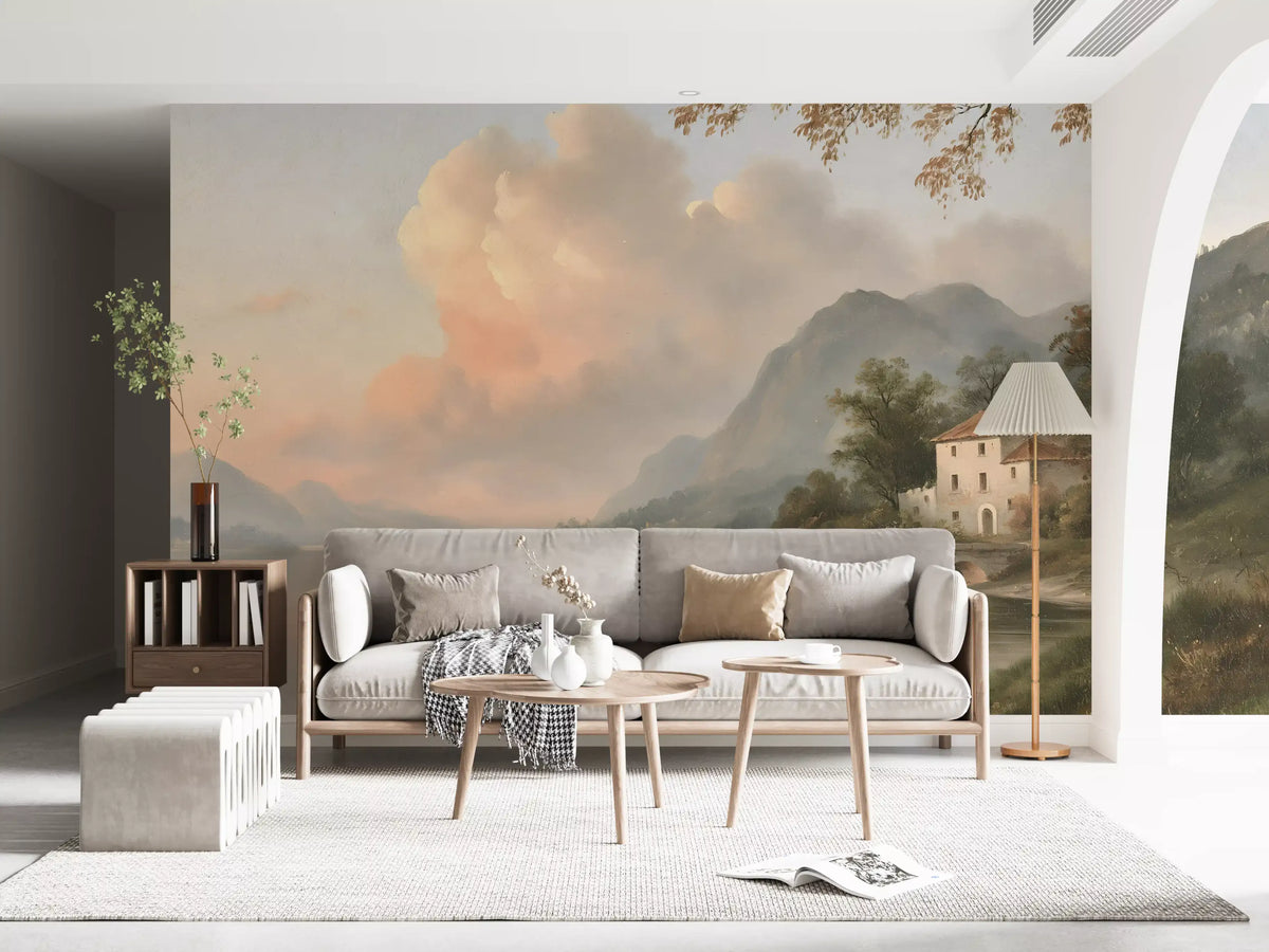 Italian Lake Villa Landscape Wall Mural