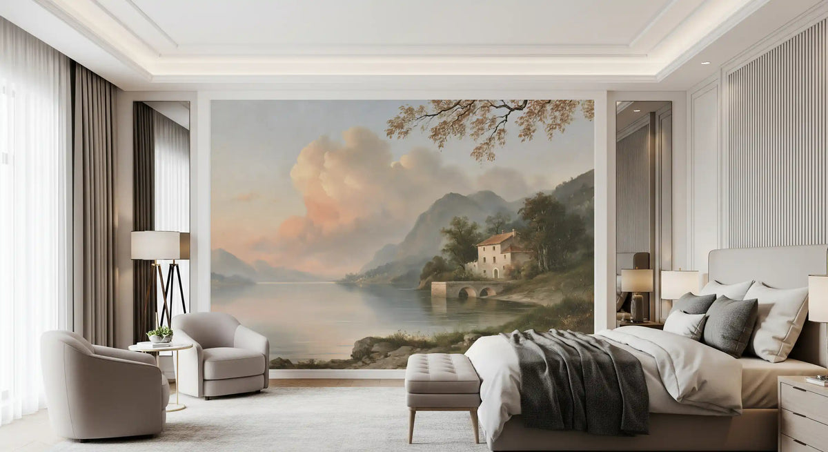 Italian Lake Villa Landscape Wall Mural