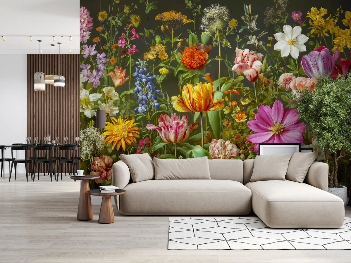 Midnight Meadow Botanical Bloom Wall Mural
